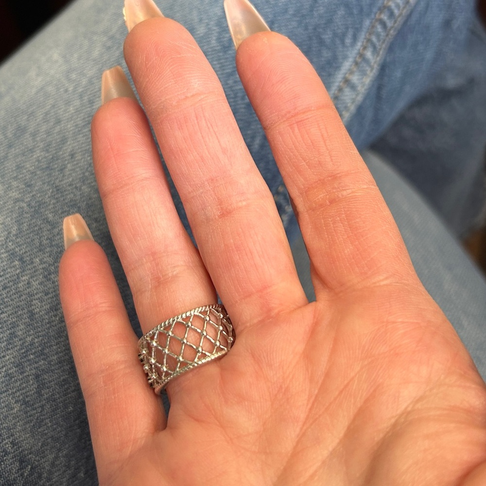 331. Chartreuse Quartz Thai Black Spinel Ring/Platinum Over Sterling - Picture 7 of 8